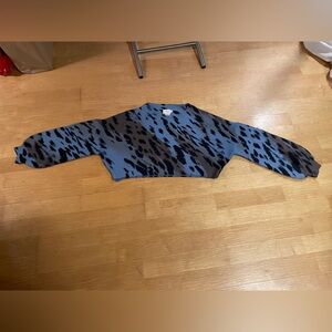 Dreamers Blue, Brown and Black Animal Print Crop Sweater